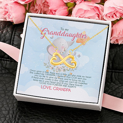 Grandpa To My Granddaughter Once Upon A Time There Was A Little Girl Infinity Heart Pendant Necklace