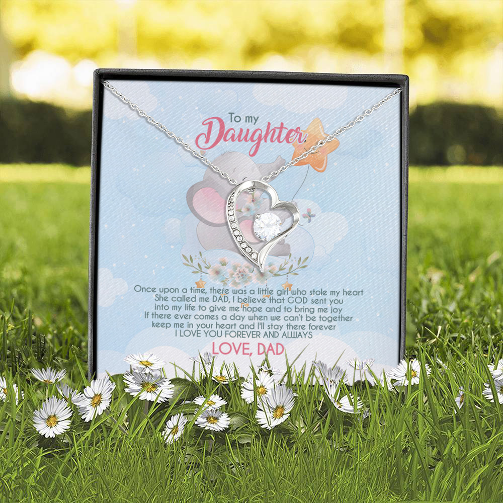 4O_ Granddaughter Elephant (daughter-dad) Forever Love Necklace (Silver) 2