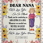 Personalized Dear Nana We Love You So So Much Fleece Blanket - Premium Mink Sherpa Blanket - Woven Blanket, White, Cozy Plush Fleece Blanket - 50x60