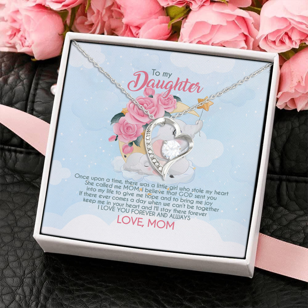 4O_ Granddaughter Elephant (daughter-mom) Forever Love Necklace (Silver) 4