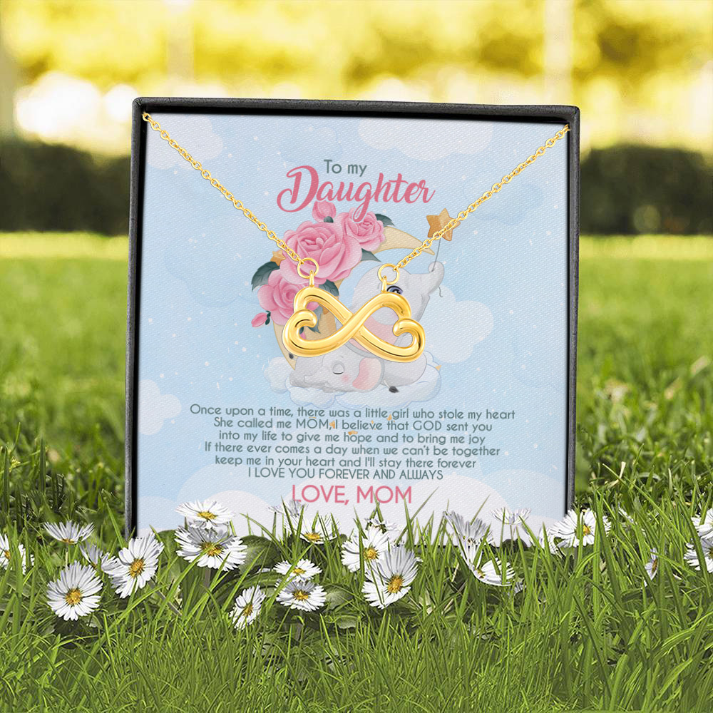 4O_ Granddaughter Elephant (daughter-mom) Infinity Heart Necklace (Gold) 2