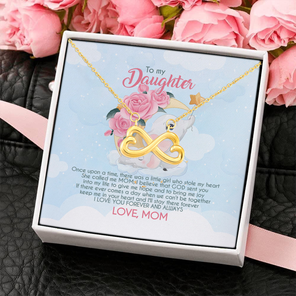 4O_ Granddaughter Elephant (daughter-mom) Infinity Heart Necklace (Gold) 4