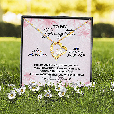 To My Daughter You Are Amazing I'll Always Be There Forever Love Pendant Necklace