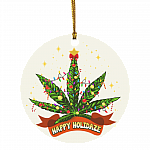 Happy Holidaze Decorative Christmas Ornament Keepsake - Holiday Flat Circle Ornament, White, Circle Ornament
