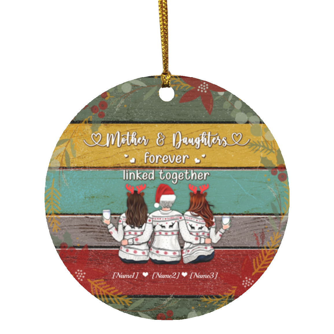 Mother Daughter Christmas Ornament - Personalized For Mother and Daughters - CubeBik