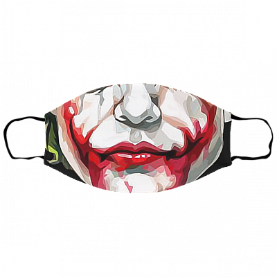 Heath Ledger Scary Joker Mouth Halloween Washable Reusable Custom Printed Regular Cloth Face Mask Cover, White, Cloth Face Cover – Small/Medium
