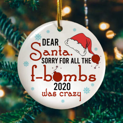 Alternative view of Christmas Santa F-Bombs 2020 Decorative Christmas Ornament - Holiday Flat Circle Ornament