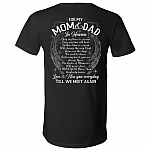 For My Mom And Dad In Heaven I Miss You More Than Anybody Knows Love And Miss You Everyday Print On Back T-Shirt, Black, V-Neck T-Shirt For My Mom And Dad In Heaven I Miss You More Than Anybody Knows Love And Miss You Everyday Print On Back T-Shirt, Black, V-Neck T-Shirt