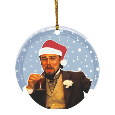 Leo Laughing Meme Funny Decorative Christmas Ornament Keepsake - Holiday Flat Circle Ornament, White, Circle Ornament