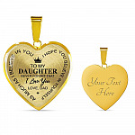 To My Daughter Im Your Dad Emotional Father Daughter Quotes Heart Pendant Necklace - Heart Luxury Necklace (Gold Plated)