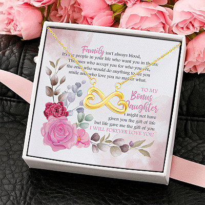 To My Bonus Daughter I Might Not Have Given You the Gift of Life Infinity Heart Pendant Necklace