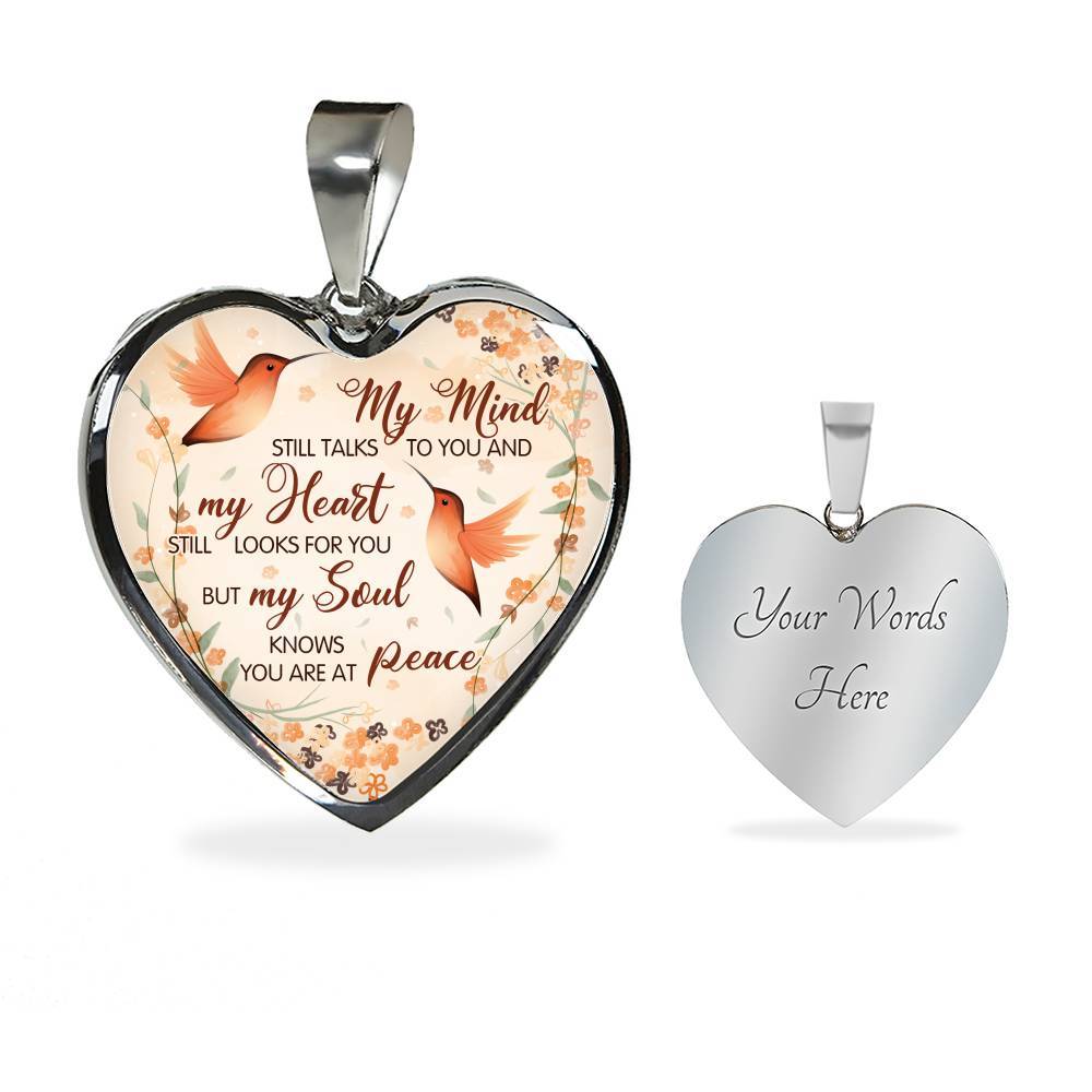 Hummingbird My Mind Still Talks To You And My Heart Still Looks Heart Pendant Necklace - Heart Luxury Necklace (Silver)