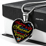 Autism Is Not A Word To Be Feared It's a Person To Be Loved Heart Pendant Necklace - Heart Luxury Necklace (Silver)