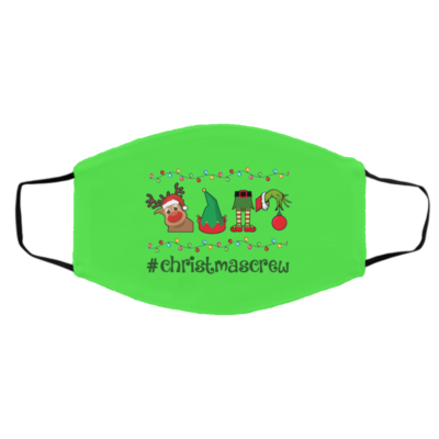 Christmas Crew Green Hand Hanging with My Gnomies Washable Reusable Custom - Printed Cloth Face Mask, Kelly, Cloth Face Cover – Medium/Large