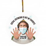 Social Distancing Buddy, White, Circle Ornament