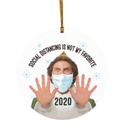 Social Distancing Buddy, White, Circle Ornament