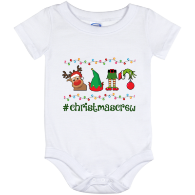 Christmas Crew Green Hand Hanging with My Gnomies Baby Onesie - Toddler Baby Infant Bodysuit, White, Baby Onesie - 12 Month