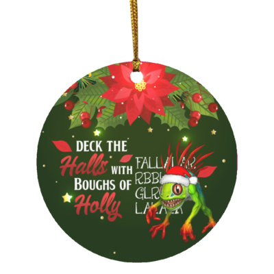 Deck The Halls With Boughs Of Holly Decorative Christmas Ornament - Holiday Flat Circle Ornament, White, Circle Ornament