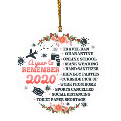 A Year To Remember 2020 Decorative, White, Circle Ornament