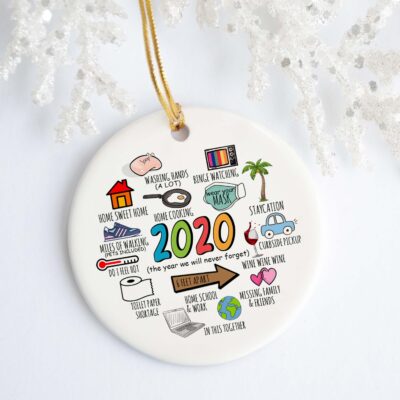 Alternative view of The Year We Will Never Forget 2020 Decorative Christmas Ornament - Holiday Flat Circle Ornament