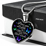 Butterfly I Loved You Your Whole Life I Will Miss You for The Rest Of Mine Heart Pendant Necklace - Heart Luxury Necklace (Silver)
