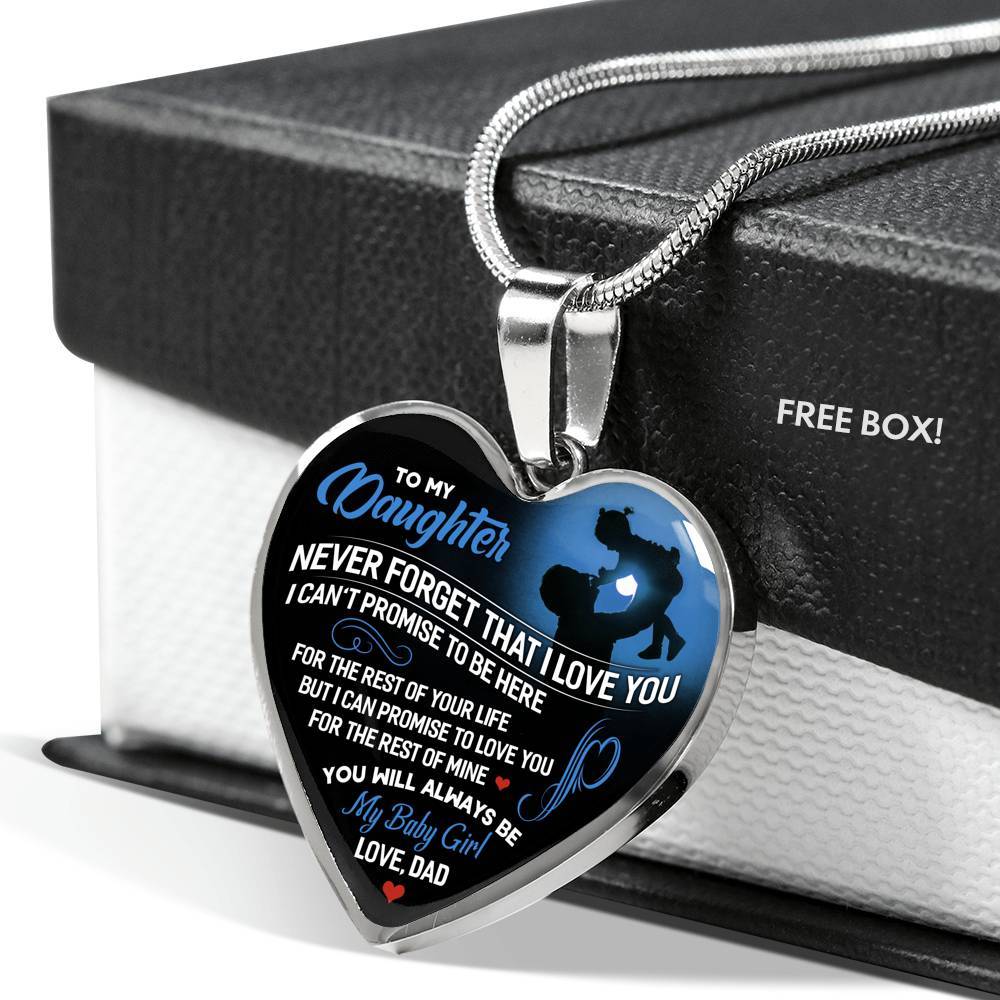 From Dad To My Daughter Never Forget That I Love You I Can't Promise To Be Here Luxury Heart Pendant Necklace - Heart Luxury Necklace (Silver) From Dad To My Daughter Never Forget That I Love You I Can't Promise To Be Here Luxury Heart Pendant Necklace - Heart Luxury Necklace (Silver)