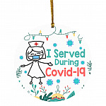 I Served During Pandemic, White, Circle Ornament