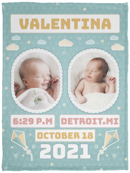 Custom Photo Baby Birthday Gift, White, VPS Cozy Plush Fleece Blanket - 30x40