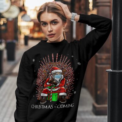 Alternative view of Santa Christmas Is Coming Santa Candy Cane Funny Throne Quarantine Christmas 2020 Hoodie - Sweatshirt