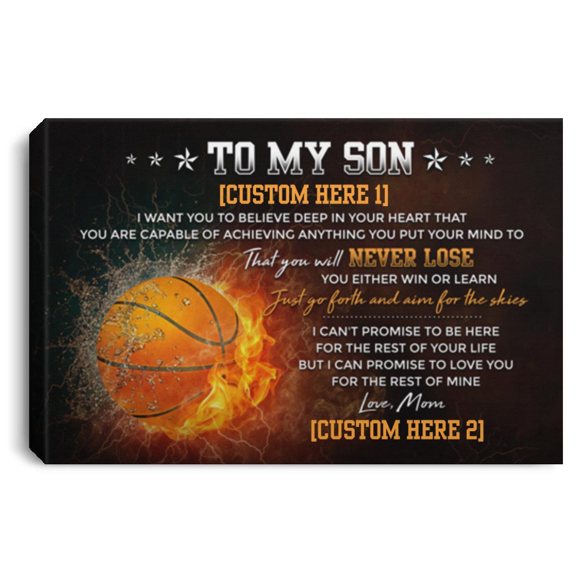 Personalized Basketball Mom To My Son Canvas, White, 0.75'' Framed Canvas