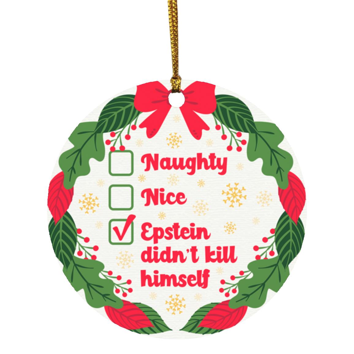 Naughty Nice Epstein Ornament Keepsake, White, Circle Ornament