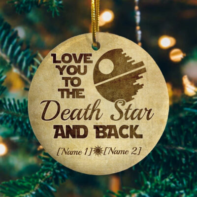 Alternative view of Personalized Love You To The Death Star And Back Christmas Ornament - Wedding Ornament - Couple Ornament