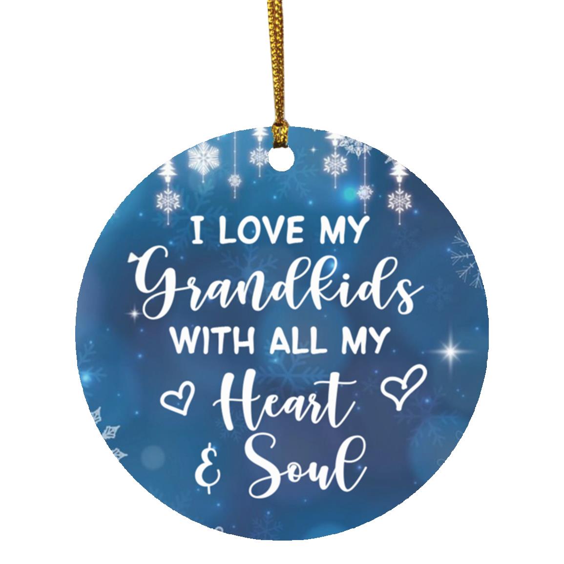 1VT. I Love My Grandkids, White, Circle Ornament