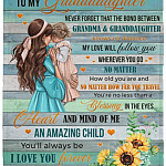 13 HG. To My Granddaughter That The Bond (8), White, VPS Cozy Plush Fleece Blanket - 30x40
