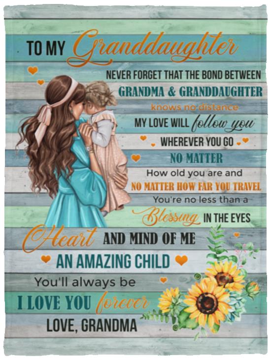 13 HG. To My Granddaughter That The Bond (8), White, VPS Cozy Plush Fleece Blanket - 30x40