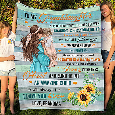 Alternative view of To My Granddaughter That The Bond Between Grandma And Granddaughter Fleece Blanket - Mink Sherpa Blanket