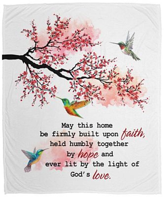 May This Home Built Upon Faith Mink Blanket, White, Cozy Plush Fleece Blanket - 50x60