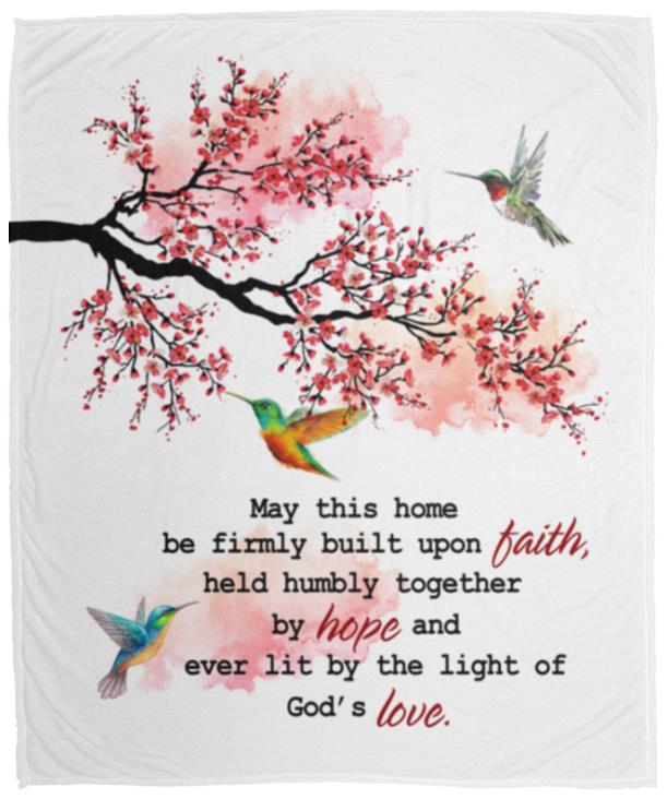 May This Home Built Upon Faith Mink Blanket, White, Cozy Plush Fleece Blanket - 50x60