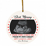 Personalized Photo Dear Mommy Custom Image, White, Circle Ornament