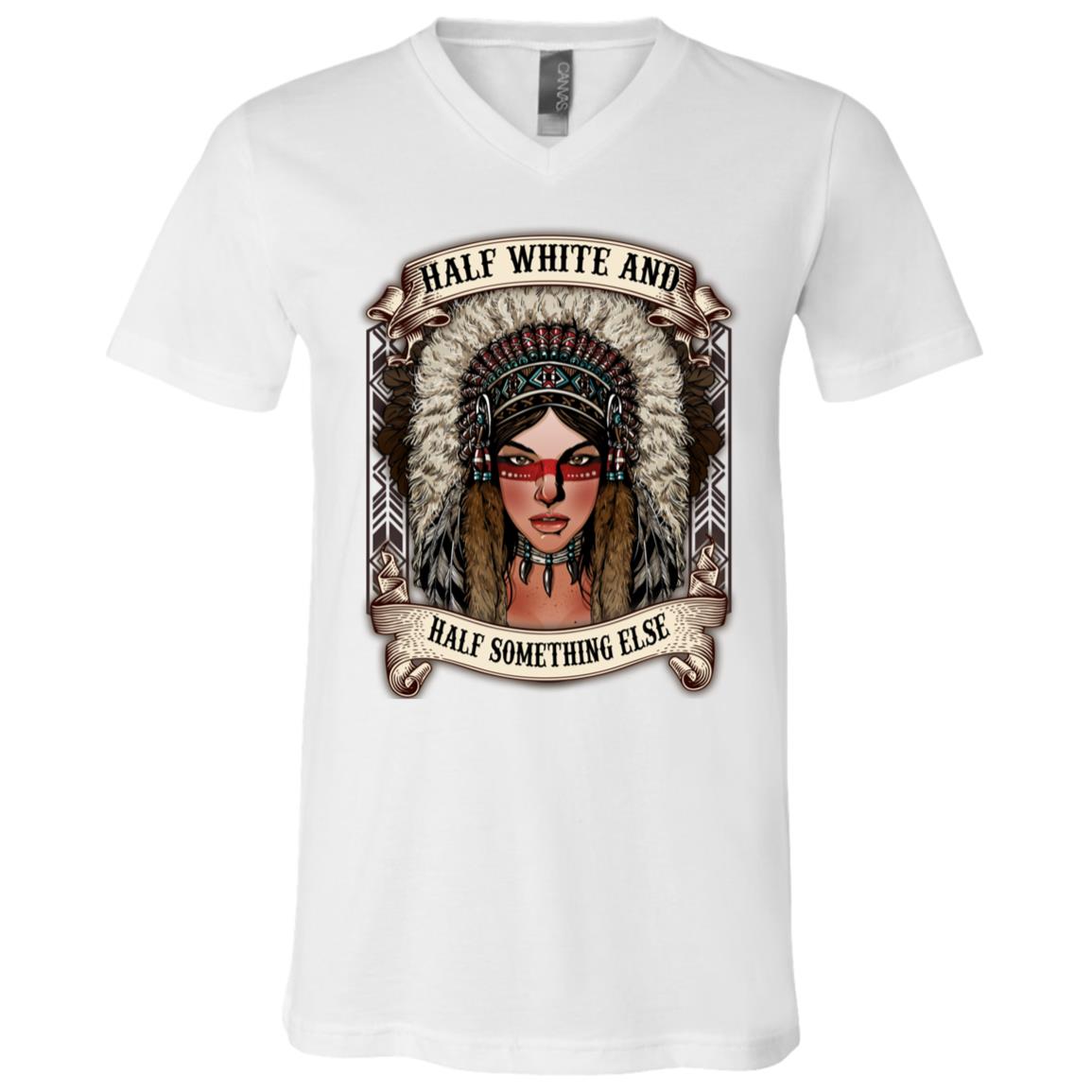 Half White And Half Something, White, V-Neck T-Shirt
