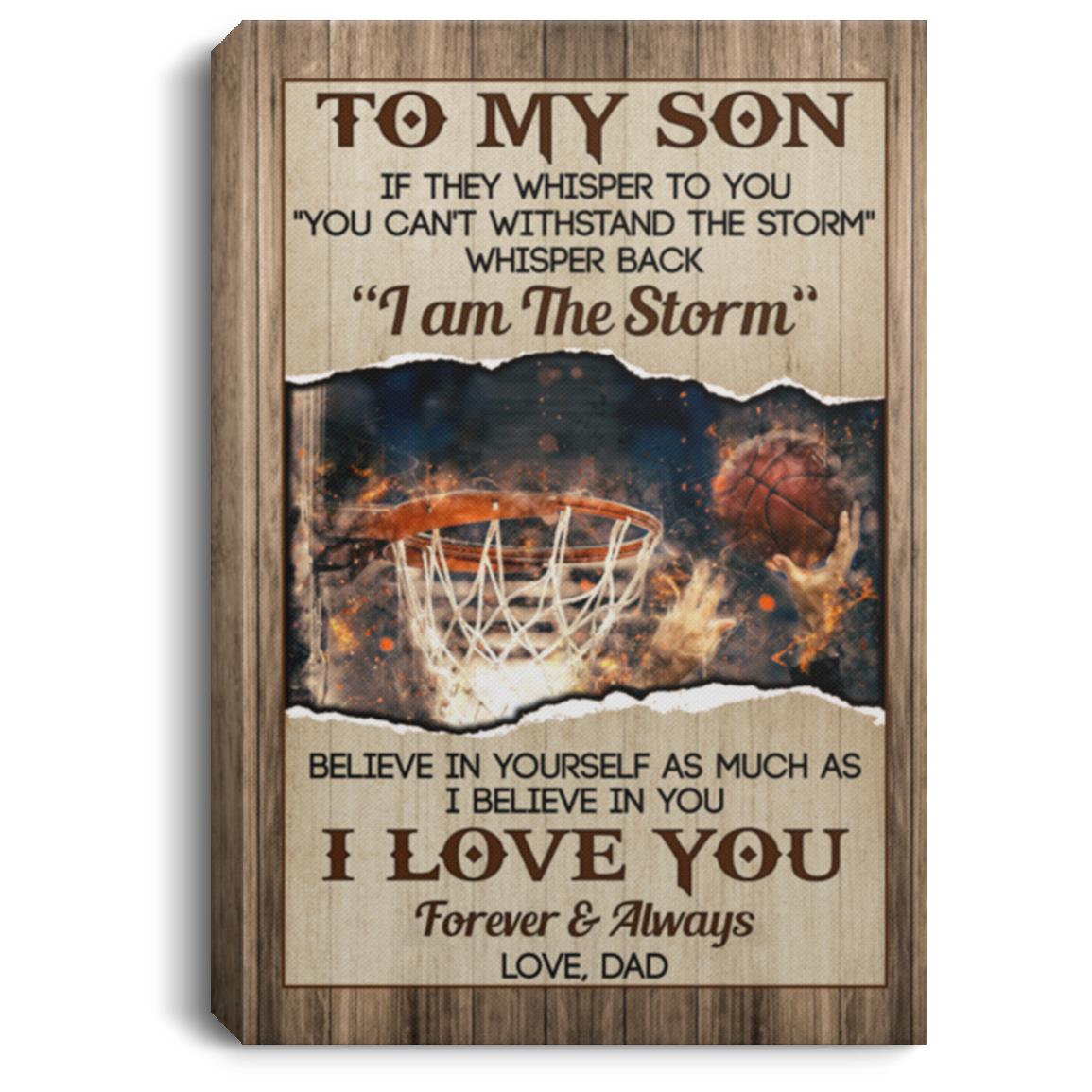 Personalized Photo Dad To Son, White, 0.75'' Framed Canvas