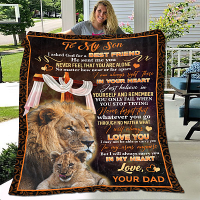 Alternative view of Dad To My Son I Asked God For A Best Friend He Sent Me You Never Feel That You Are Alone Fleece - Sherpa Blanket