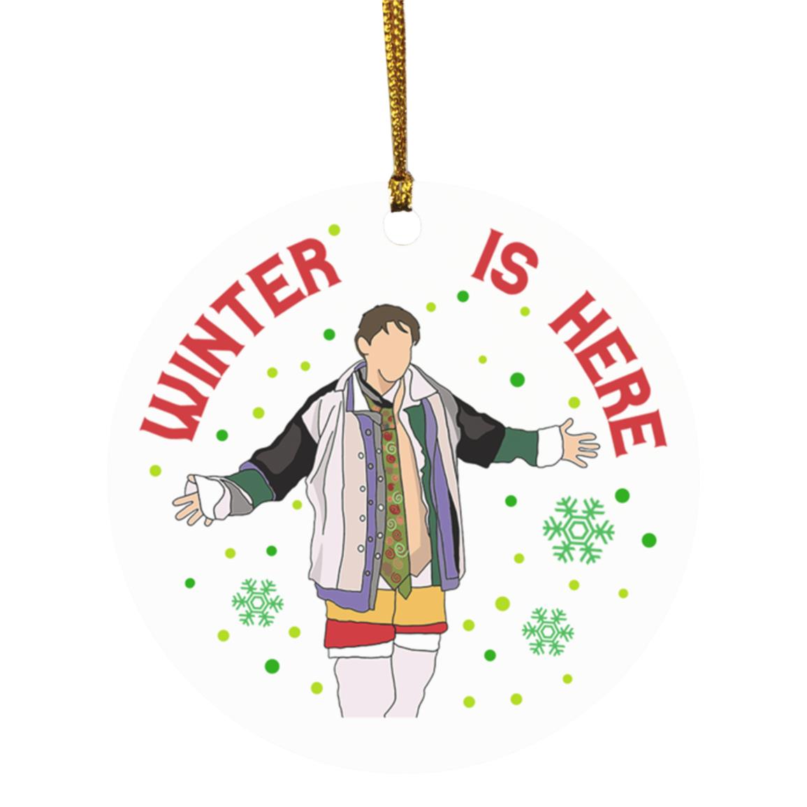 Winter Is Here Funny Friends, White, Circle Ornament