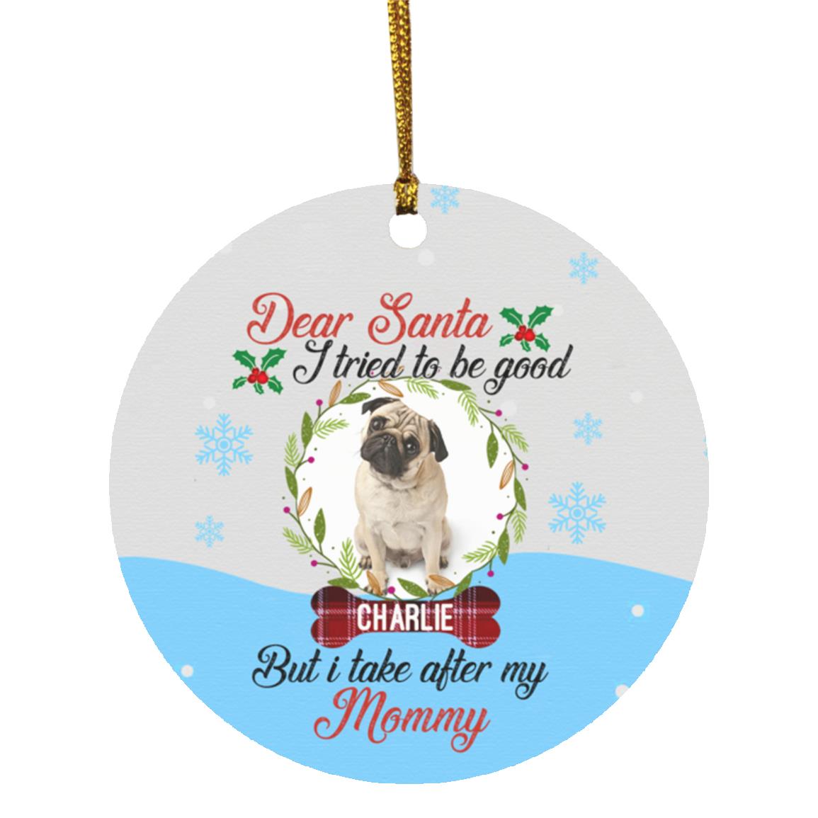 Personalized Photo Dear Santa, White, Circle Ornament