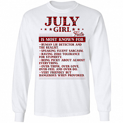 5. Girl Facts 7, White, Long Sleeve