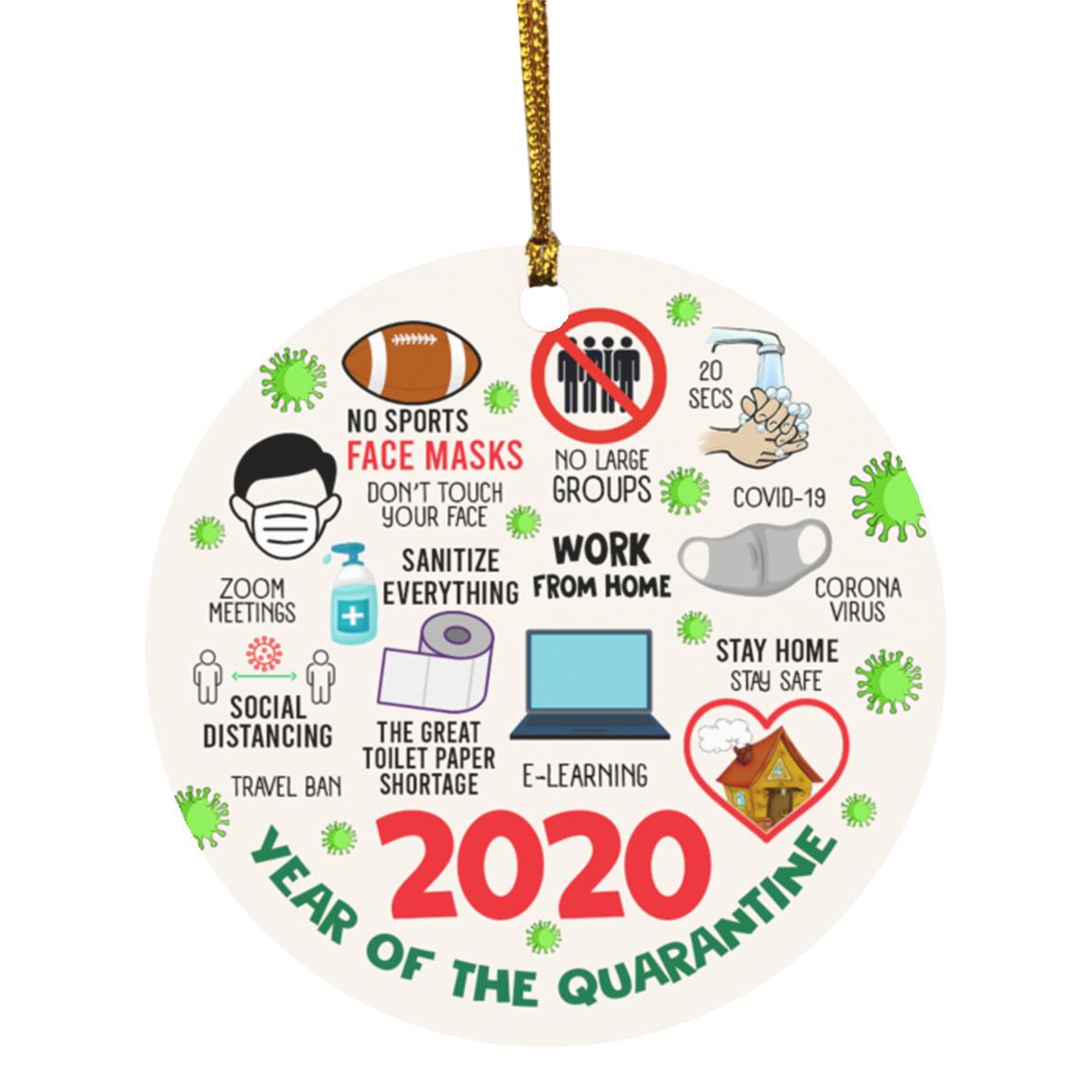 2020 Year of The Quarantine Ornament, White, Circle Ornament