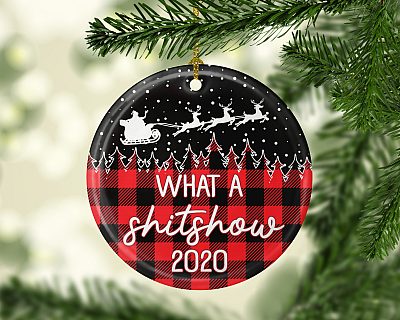 Alternative view of What A Shitshow 2020 Christmas Circle Ornament Keepsake - Funny 2020 Pandemic Ornament