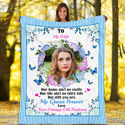 Alternative view of Personalized Photo Our Home Ain't No Castle But Still You Are My Queen Fleece Blanket - Sherpa Blanket