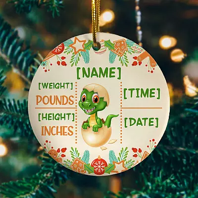 Alternative view of Personalized New Baby My First Christmas Gift For Baby Flat Holiday Circle Ornament Keepsake