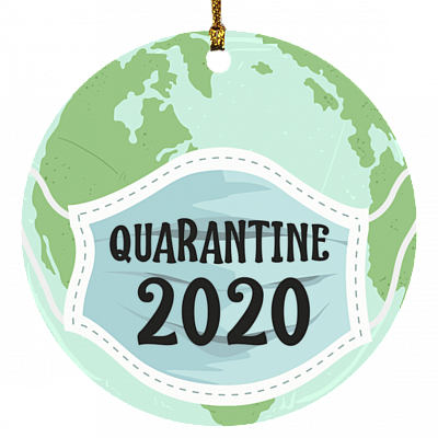 Earth Wearing Mask The Year Of Quarantine Pandemic Christmas Flat Holiday Circle Ornament Keepsake, White, Circle Ornament